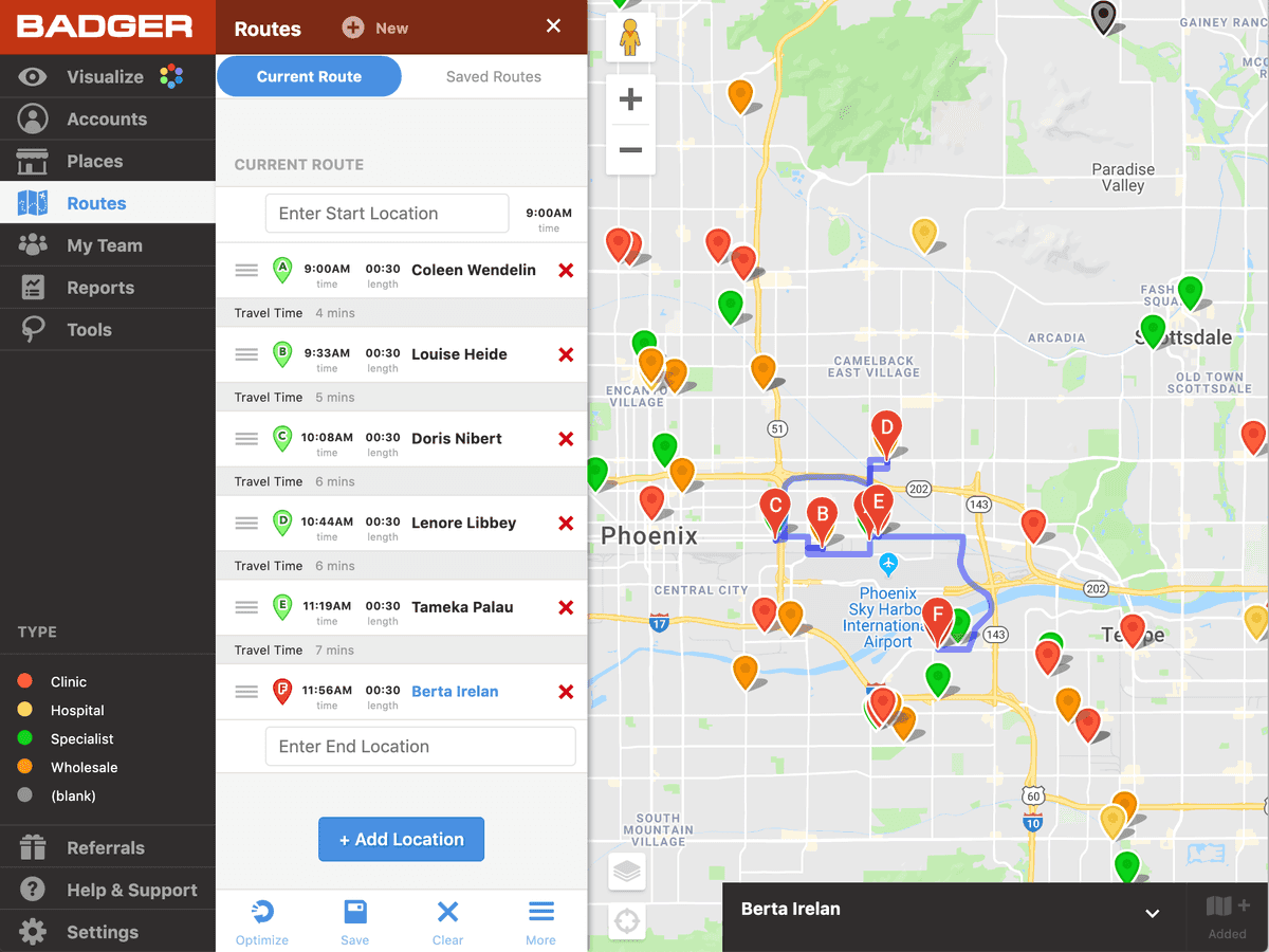 Once the route is filled, you are presented with many more options like adjusting the duration, time, and stop-order of the route.