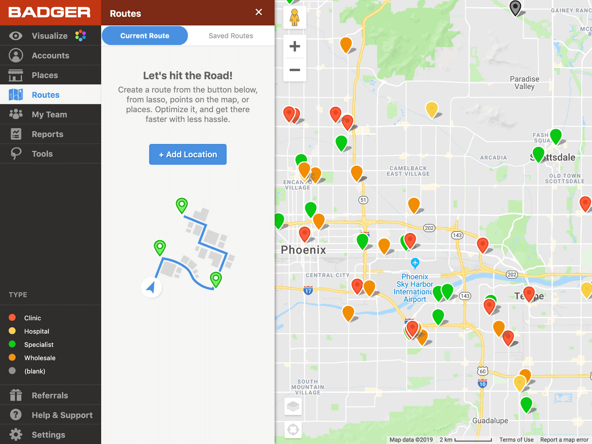 The routes base-state invites you to get going and provides an insanely simple point-of-entry: a single button